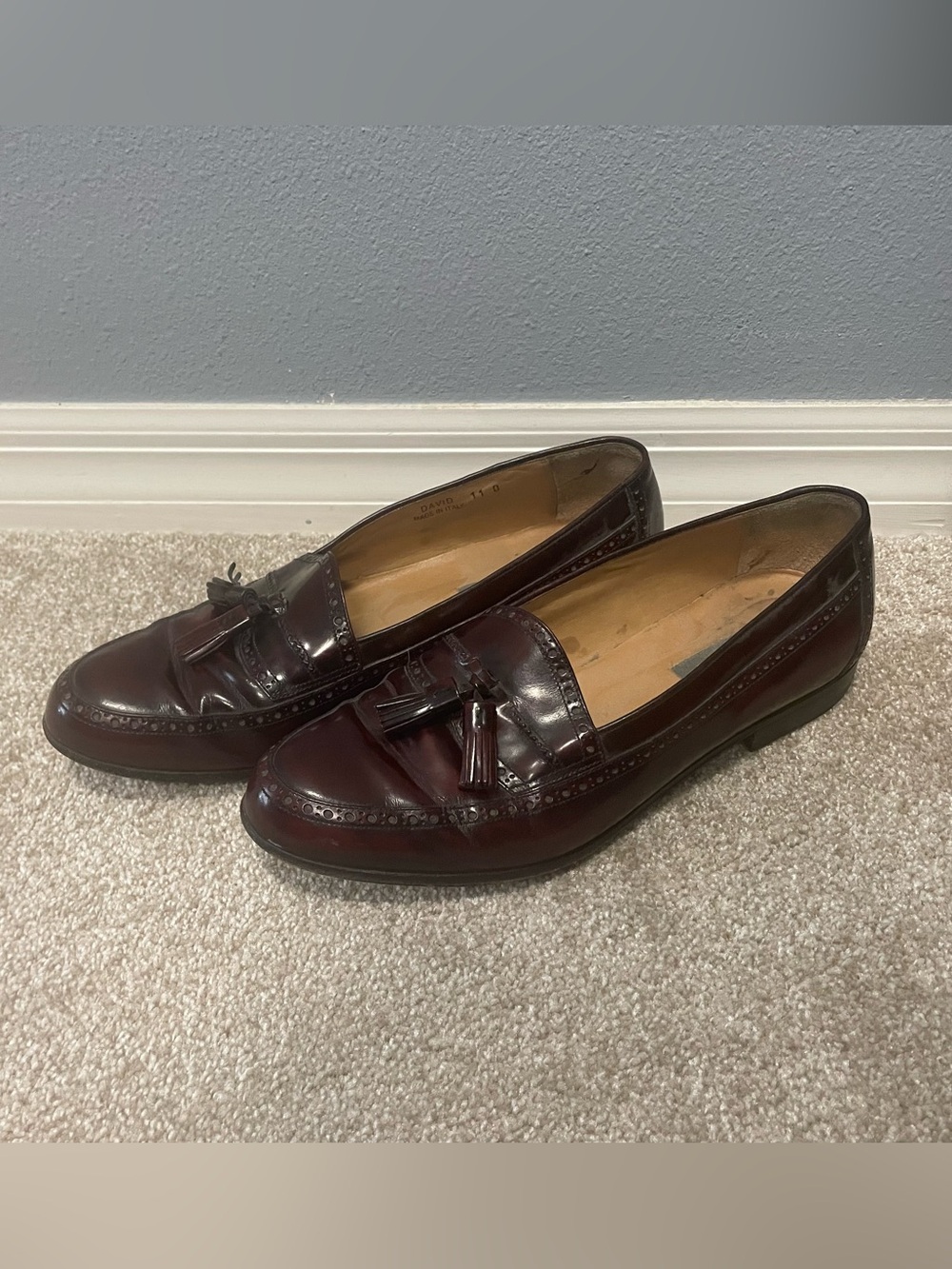 Bally Men's Tassel Loafers in Burgundy Leather